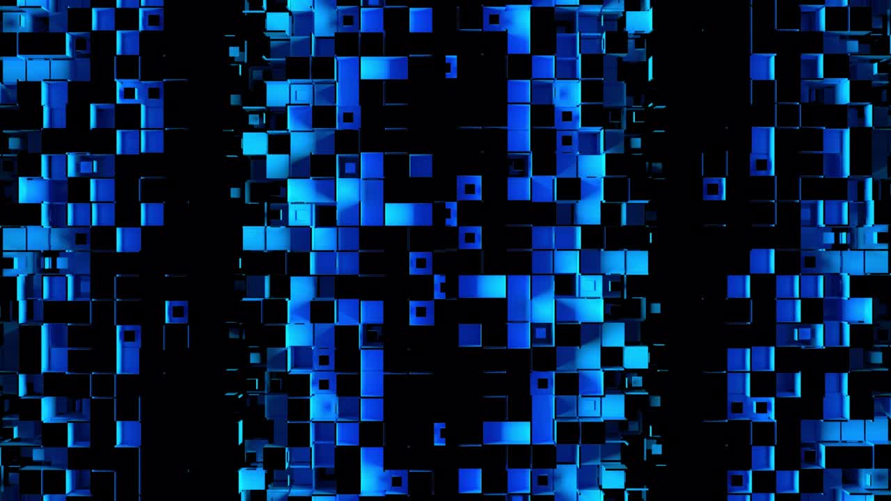 Abstract strips of square mosaic cells on black background