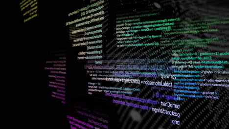 colorful animation of floating code lines creating dynamic digital environment