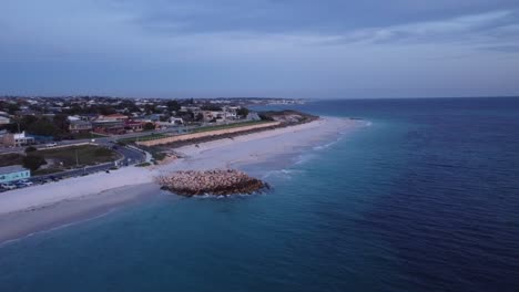 Above-the-Indian-Ocean-coastline-at-Quinns-Rock-Beach,-Western-Australia