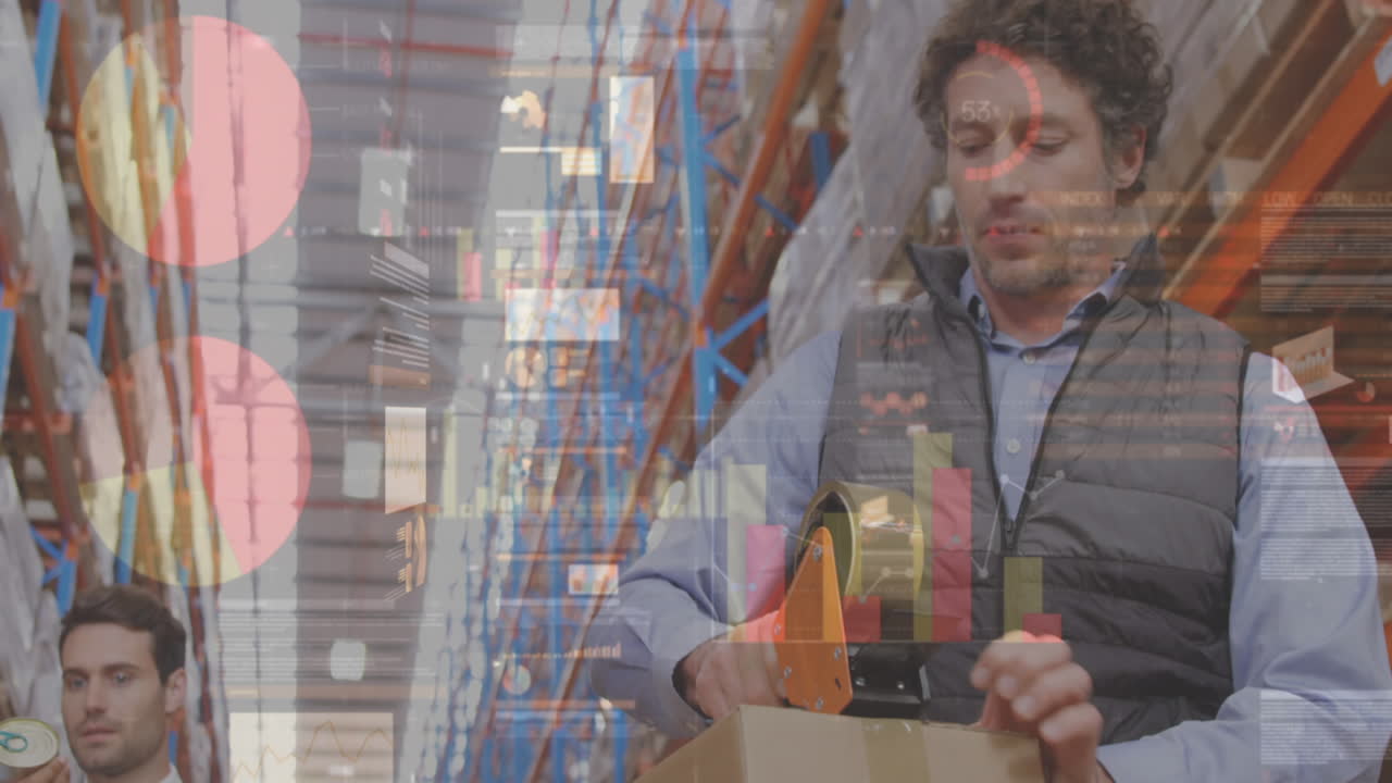 animación del procesamiento de datos sobre las personas que trabajan en el almacén