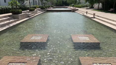 water pool with pristine water at a hotel in bodh gaya in india