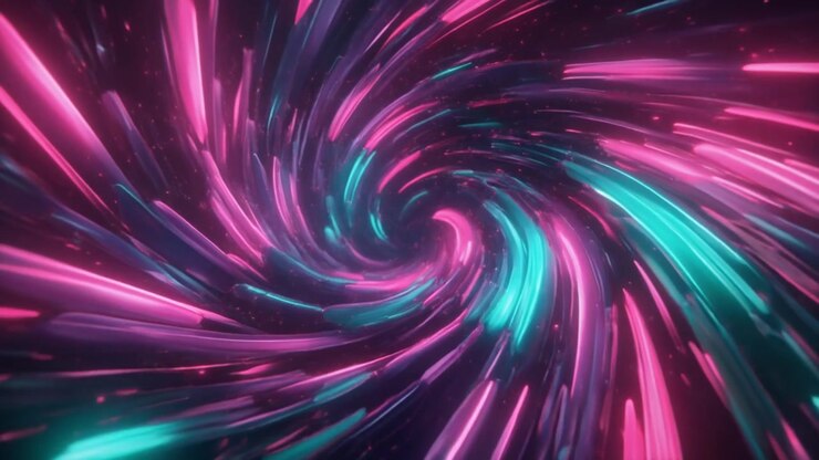 Tunnel Astratto di Luce Neon Vorticoso in Rosa e Ciano
