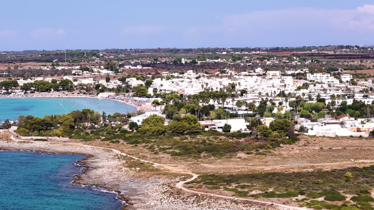 Exotic coastal township in Italy, aerial view