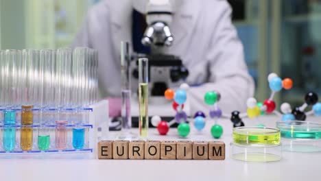 europium experiment in a science laboratory