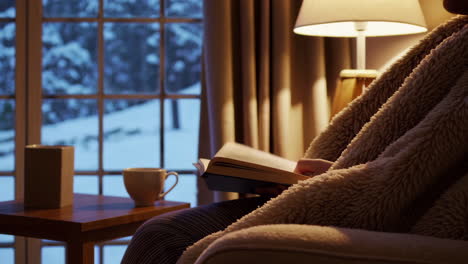 cozy evening reading by the window