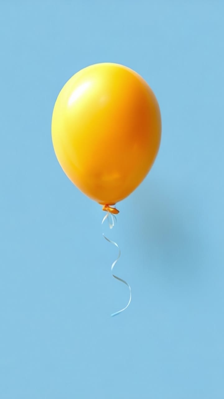 Palloncino giallo brillante su uno sfondo blu tenue: una scena allegra che evoca gioia e celebrazione, perfetta per feste e occasioni festive