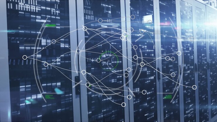 Scope scanning against mosaic squares over computer server room