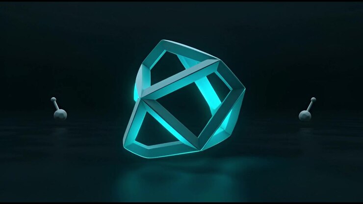 Abstract 3D Animation of Geometric Shapes Transforming into a Glowing Polyhedron
