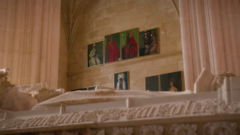 monastery-of-batalha-ancient-paintings-on-the-wall-gimbal-shot