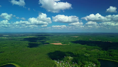 Clouds-Shadow-Over-Dense-Forest-Trees-Near-Coastal-Village