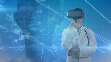 human head model and data processing against doctor using virtual reality headset