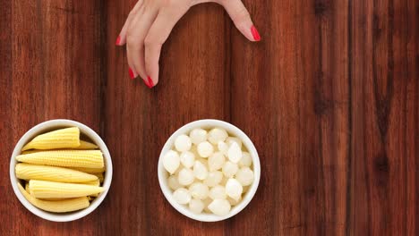 offering bowls with baby vegetables