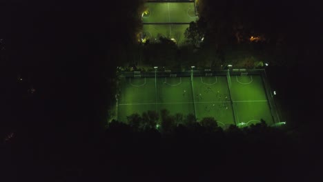 night soccer game aerial view