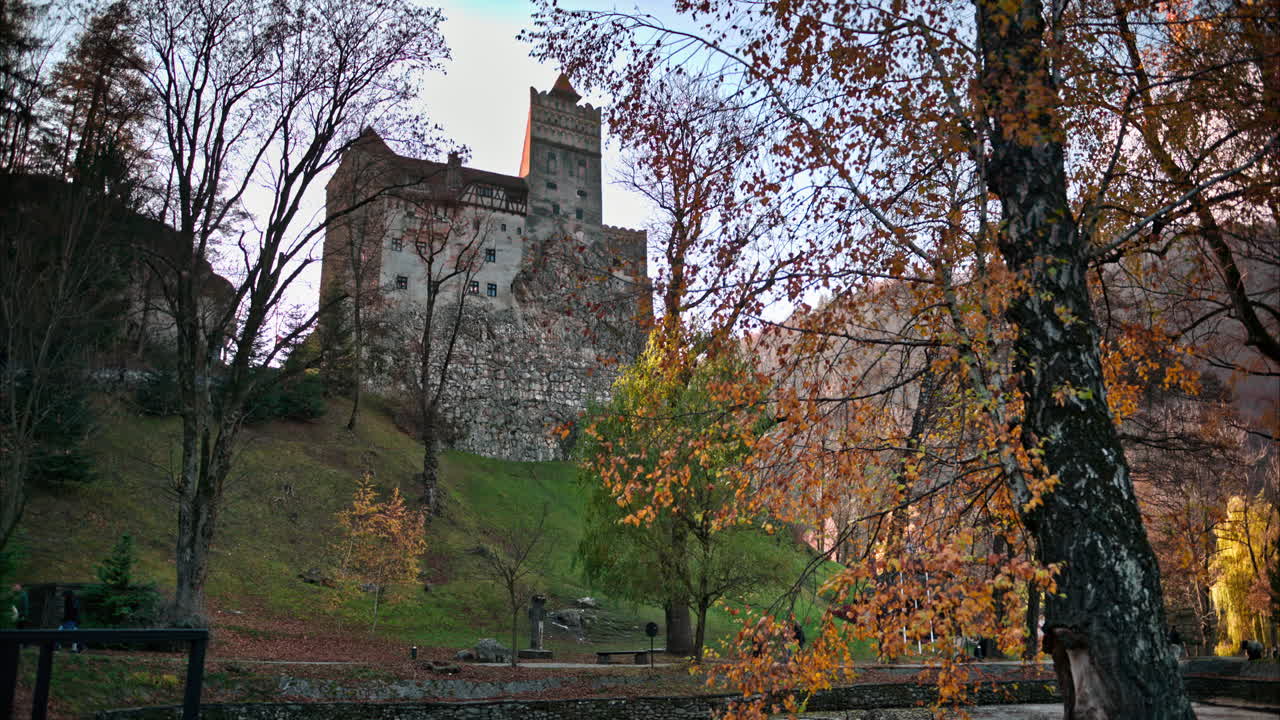 Distant view of the Bran Castle in Bran, Transylvania, Romania