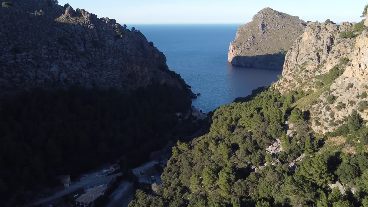 Vista aerea di Cala Sa Calobra, Maiorca, Spagna