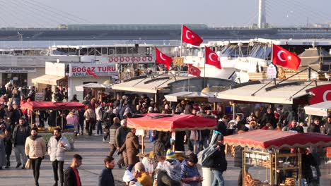 crowded street market in istanbul, turkey