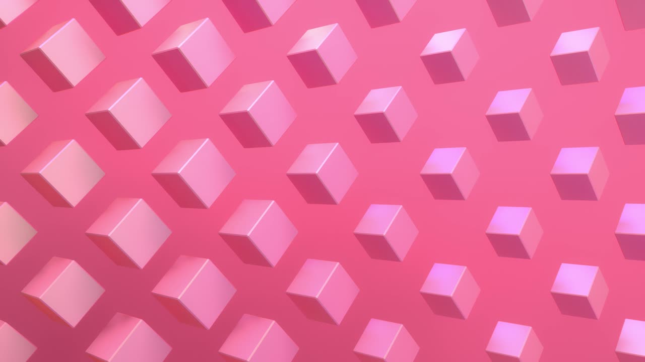 Abstract background with pink moving cubes.