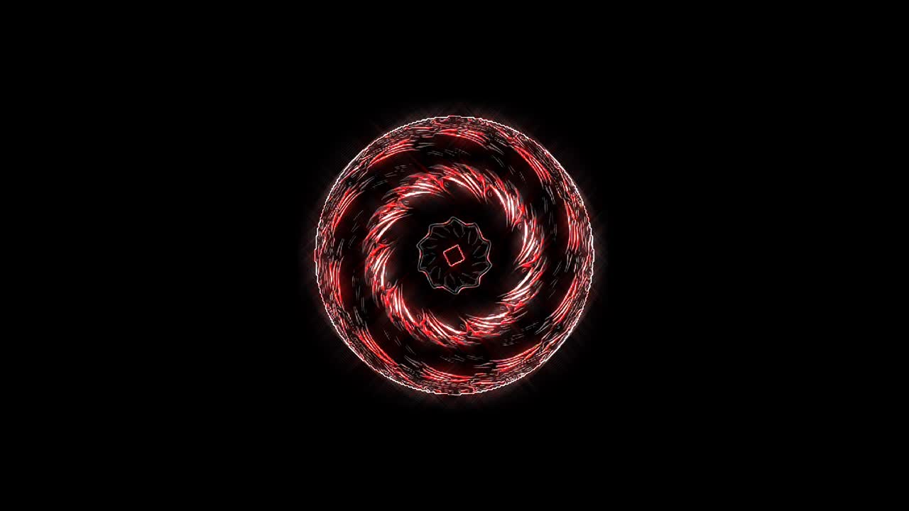 forma redonda animada de luces intermitentes multicolores, sobre un fondo negro