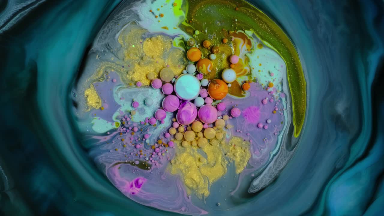 pintura colorida y burbujas fondo abstracto video 4k