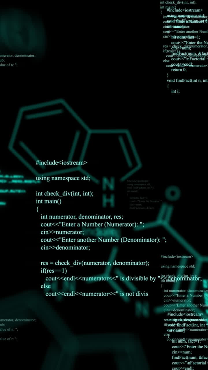 animación del procesamiento de datos sobre un fondo negro