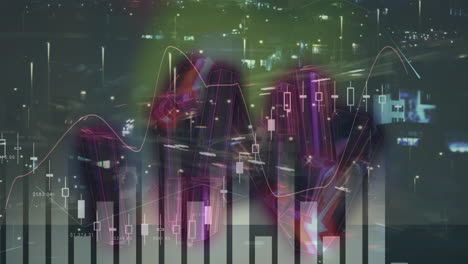 animación de estadísticas y procesamiento de datos financieros sobre el mapa del mundo
