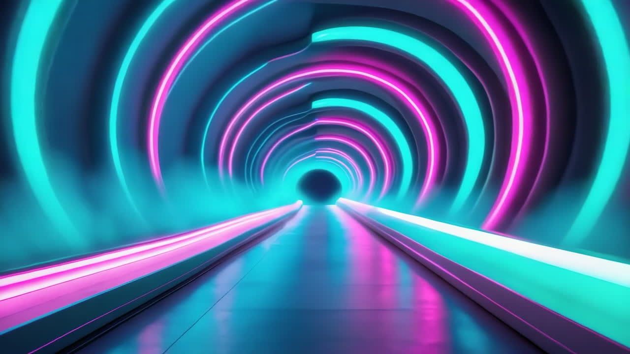 추상적인 미래주의 네온 터널