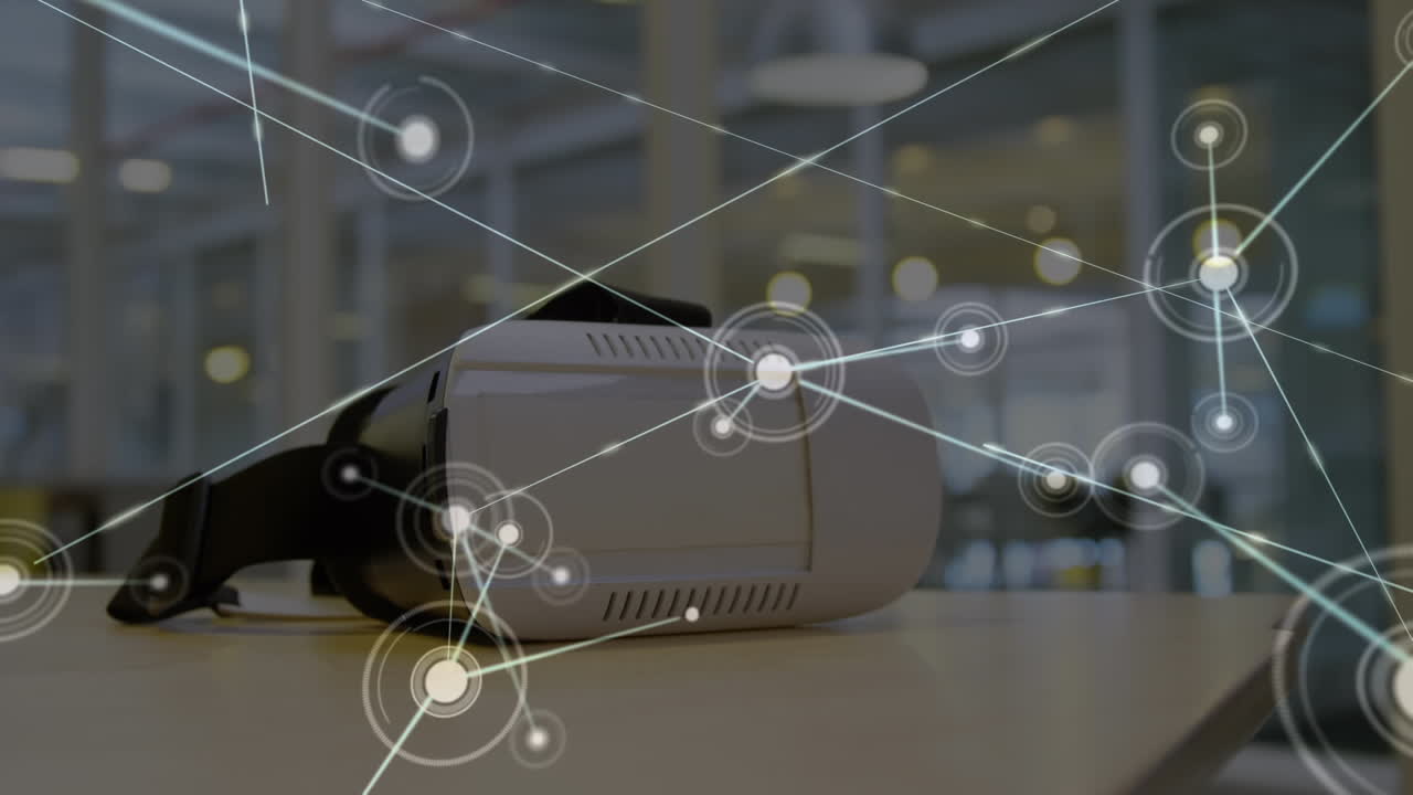 animación de la red de conexiones a través de auriculares vr