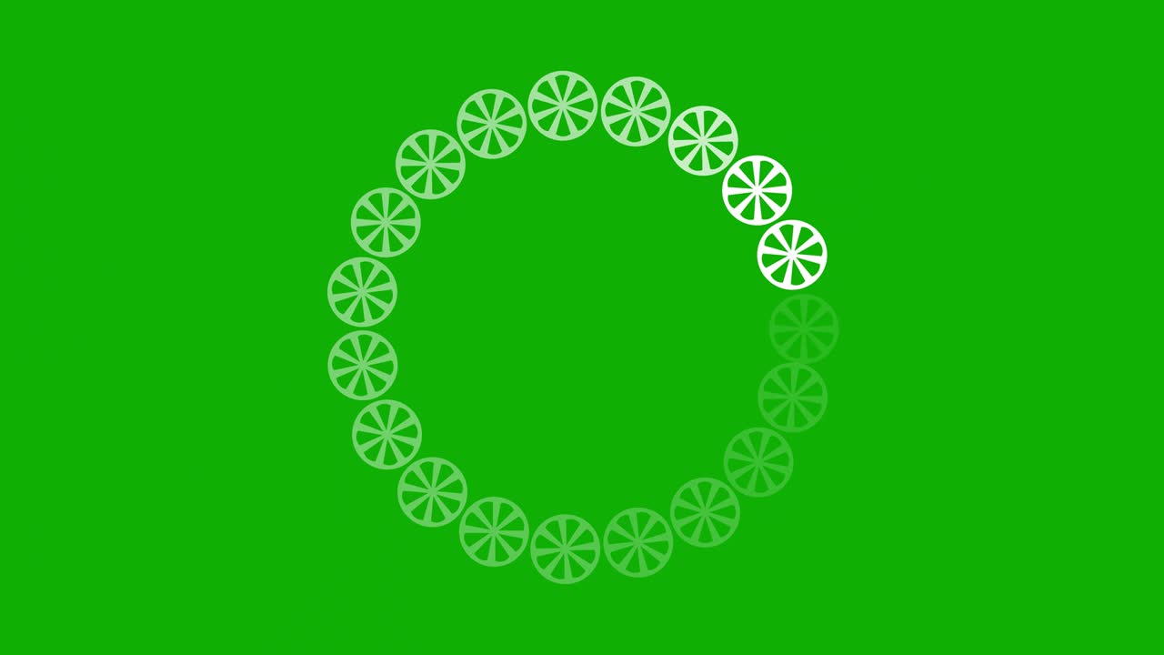 녹색 스크린 배경으로 원형 패턴으로 회전하는 바