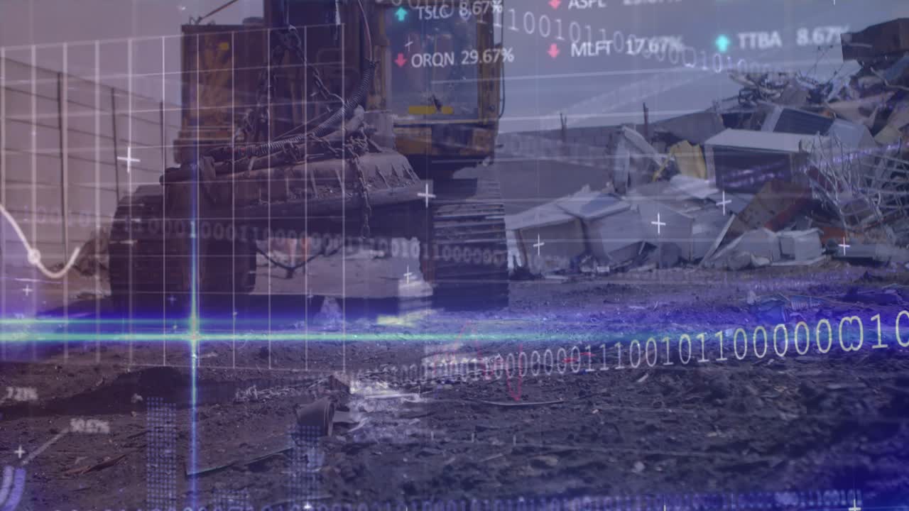 Animation of data processing over rubbish dump