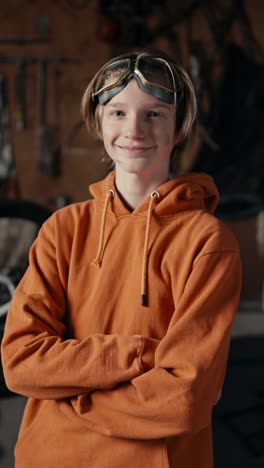 teenage boy in workshop