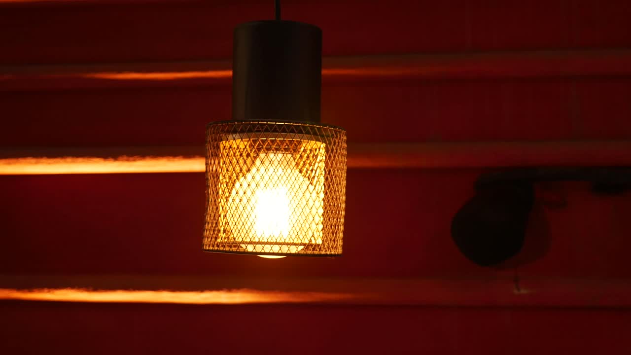 Hanging Pendant Lamp on Red Wall
