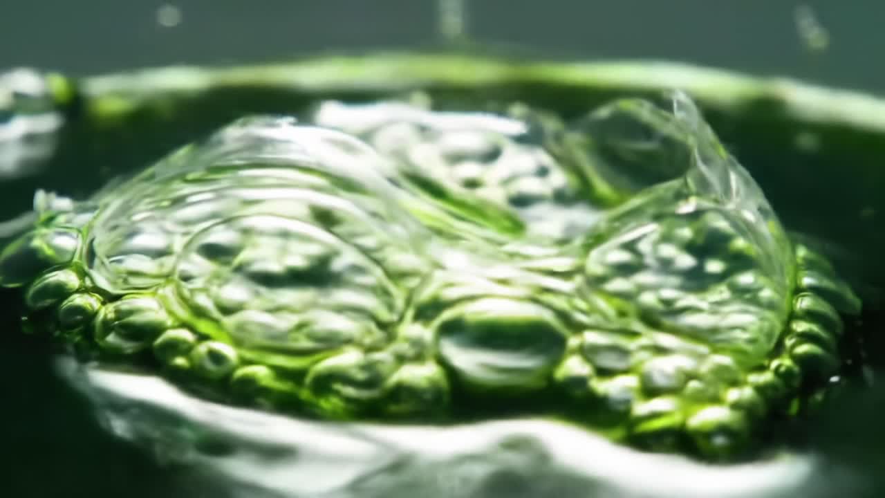 Bubbles Rising in Green Liquid During a Science Experiment in a Lab Setting