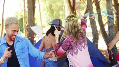 friends having fun at music festival 4k