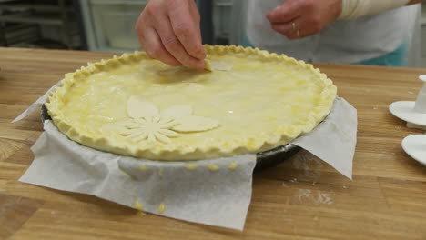 decorating a homemade tart