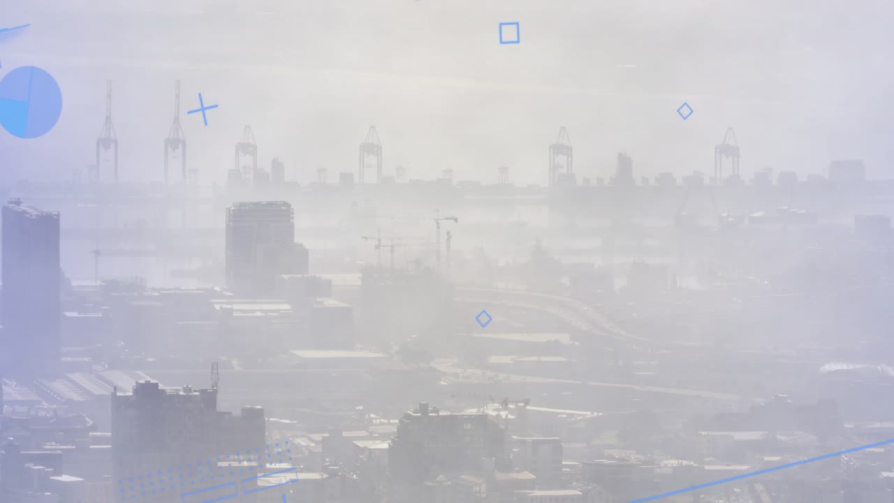 Overlay appearing, distant skyline shimmering while blue graphics staying fixed showing haze