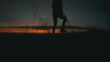 Hiker-walking-in-slow-motion