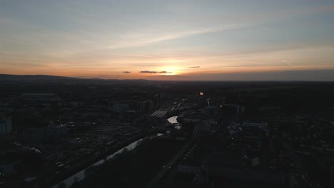 stunning sunset in capital of ireland - 4k cinematic drone footage - dublin - ireland