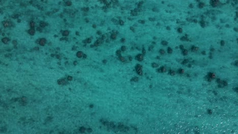 Turquoise-Coral-Reef,-Lanikai-Beach,-Hawaii---Aerial-Birds-Eye-View