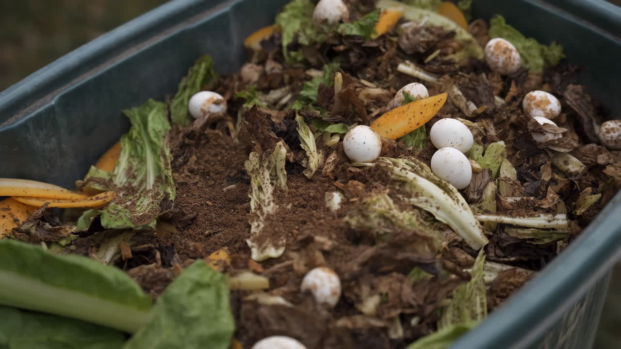Compost Bin with Food and Organic Waste