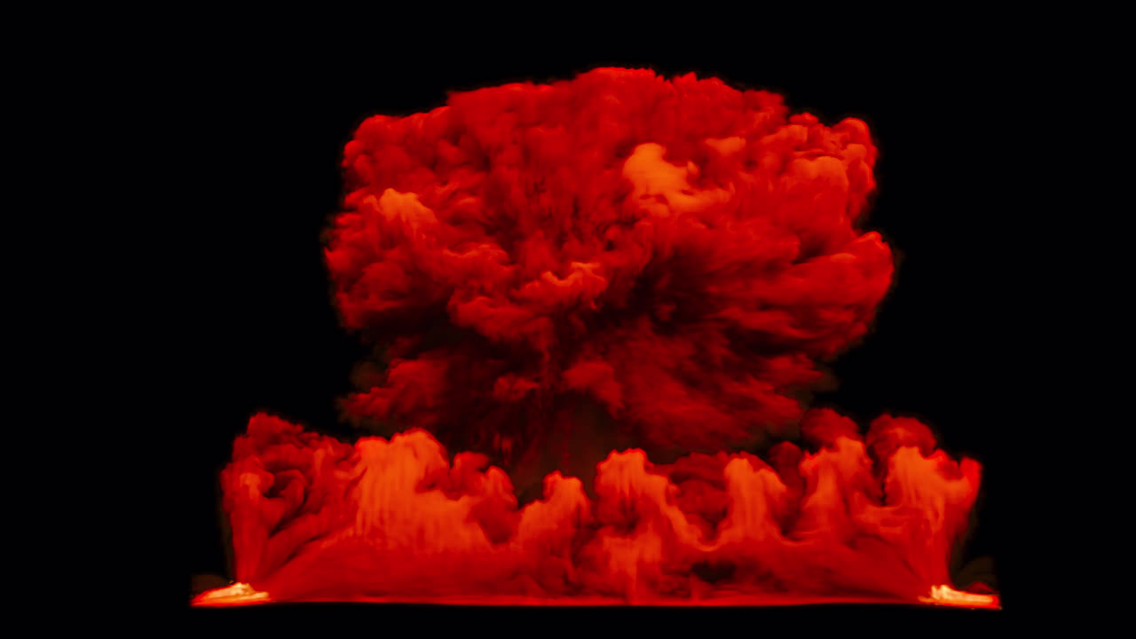Massive nuclear explosion on transparent background