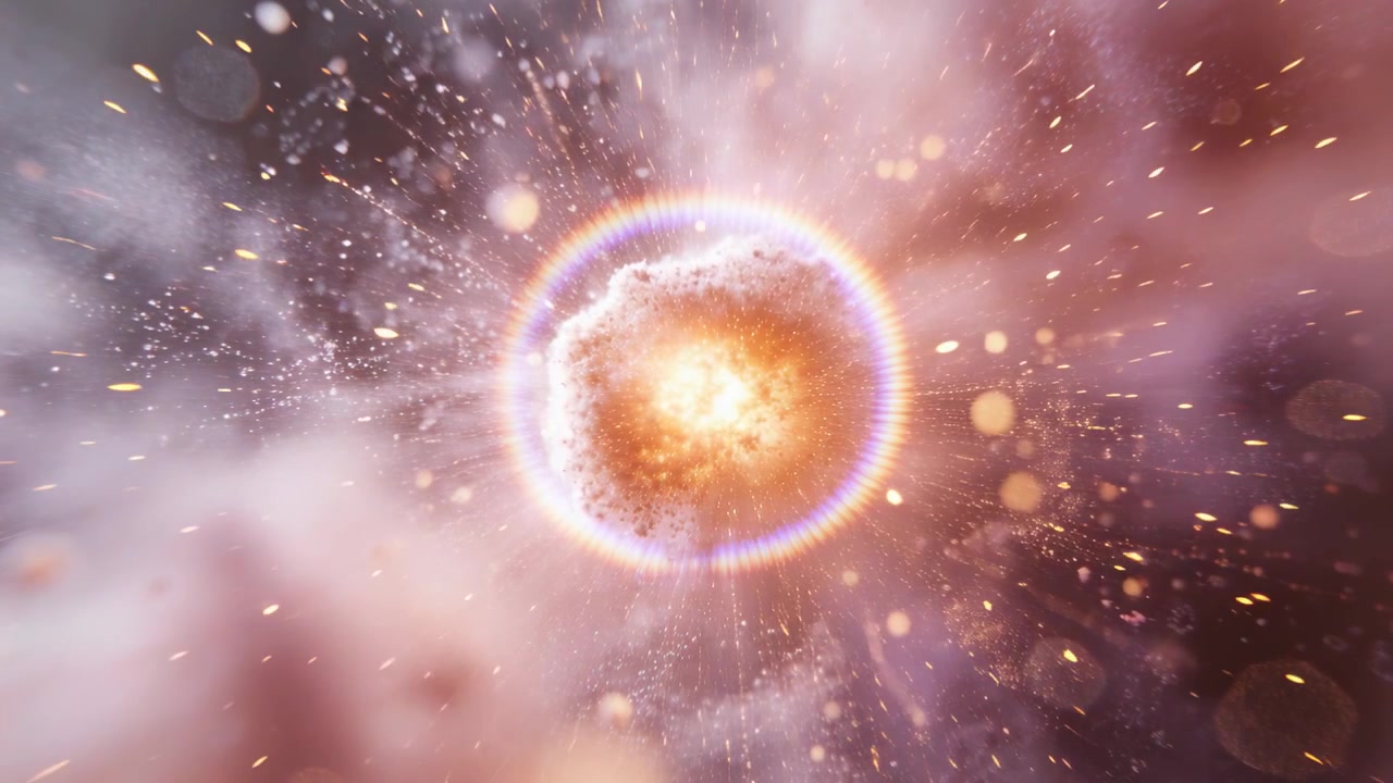 Brightening central luminous core emitting dust and forming halo, driving debris outward in space