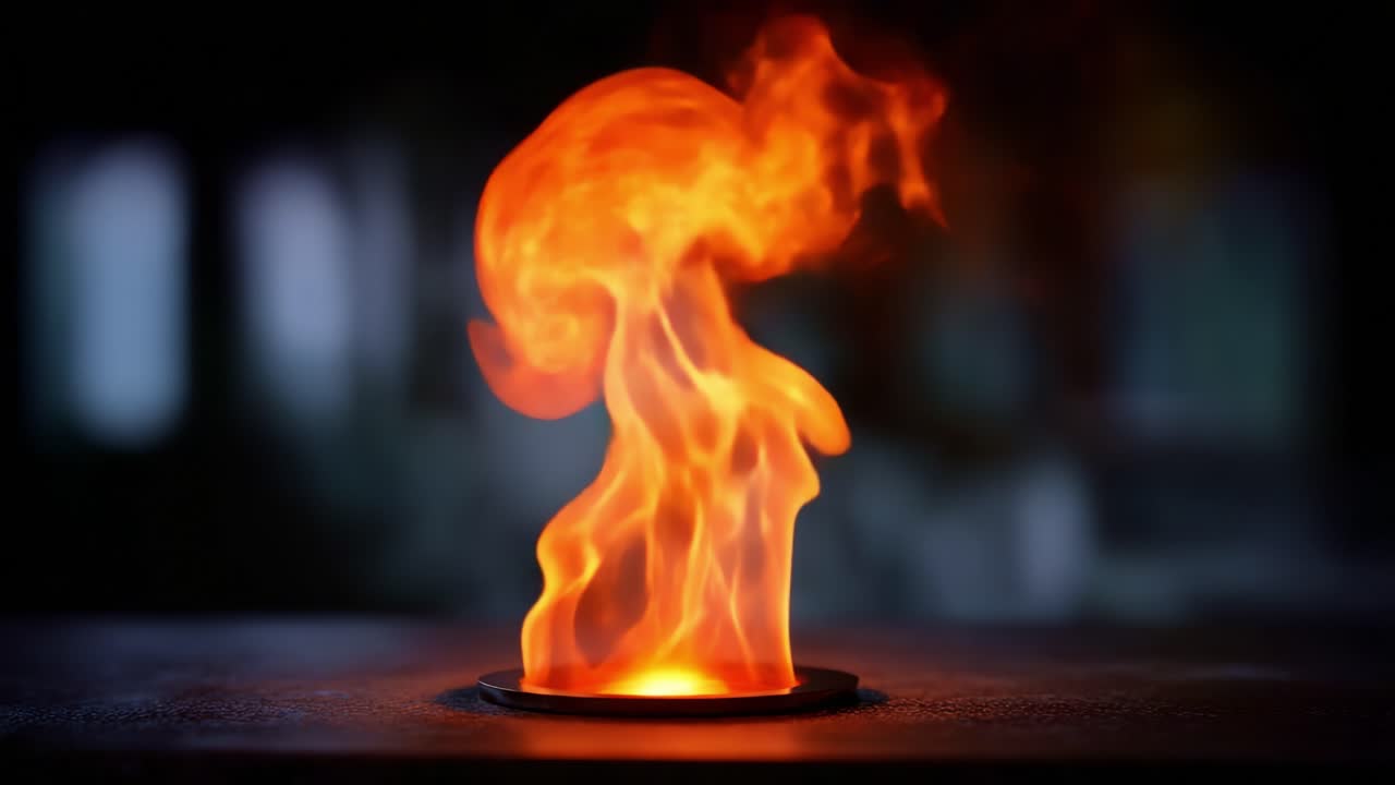 Captivating Flames Emanating from a Circular Source, Showcasing Vibrant Orange and Red Colors with a Mesmerizing Dance of Fire in a Darkened Ambiance