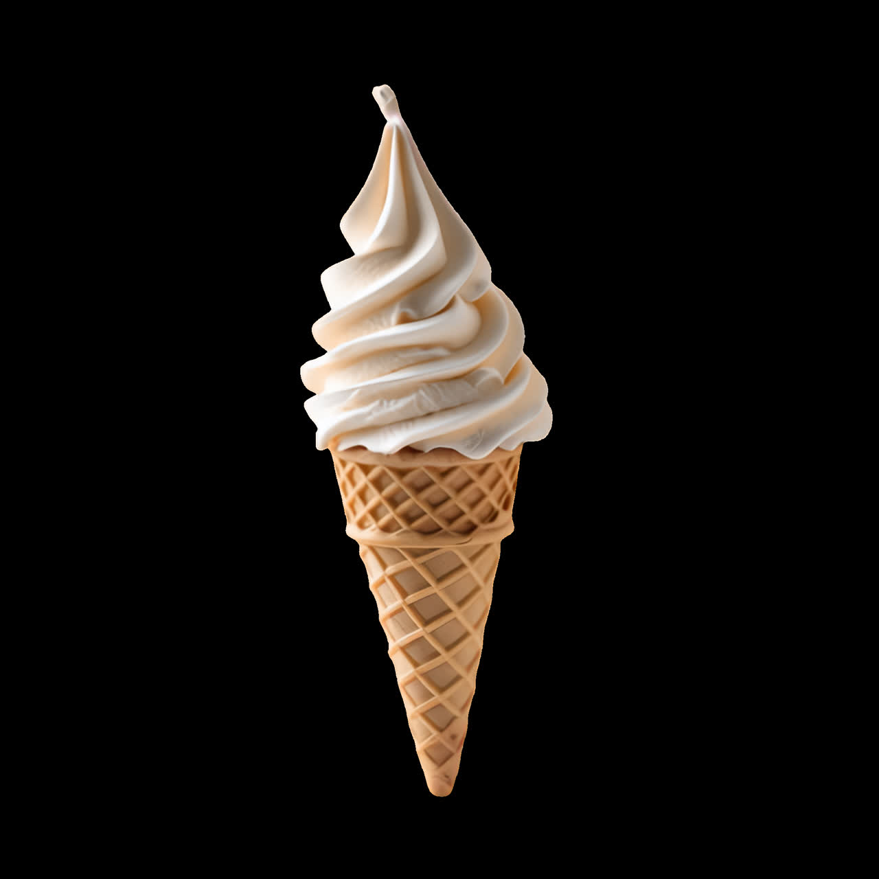 Animazione di cono gelato alla vaniglia cremoso, risorsa isolata, video 4K trasparente, canale alfa, ProRes