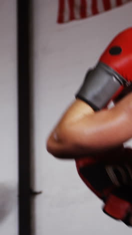 two boxers practicing in boxing ring