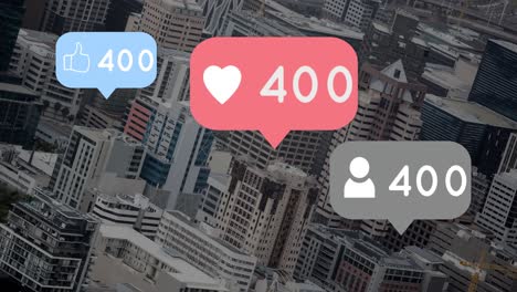 ciudad llena de crecientes gustos y corazones 4k