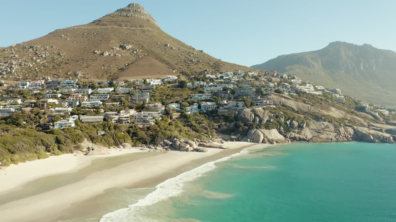 Aerial View of Luxury Houses on a Secluded Beach
