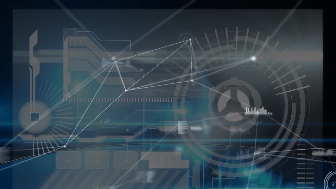 블랙 배경에 연결 네트워크와 데이터 처리의 애니메이션