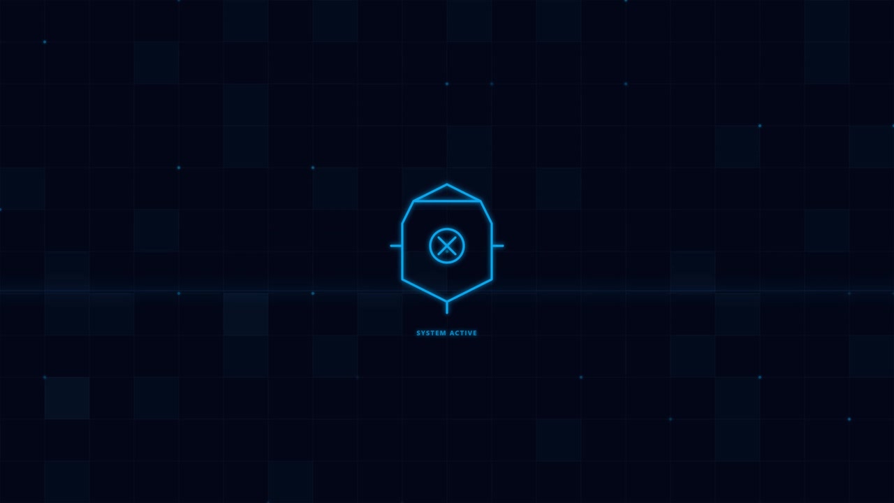 Digital Security Shield Icon with System Active Text Animation