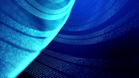 el fondo abstracto en bucle de 4k de partículas de brillo forma líneas, superficies como paisajes futuristas en el ciberespacio o hologramas. tema de ciencia ficción de microworld, nanotecnología o espacio cósmico. estructura esférica