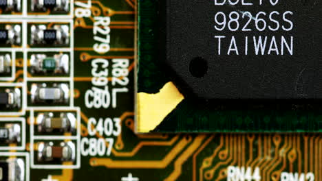 macro shot of surface mount component of a printed circuit board